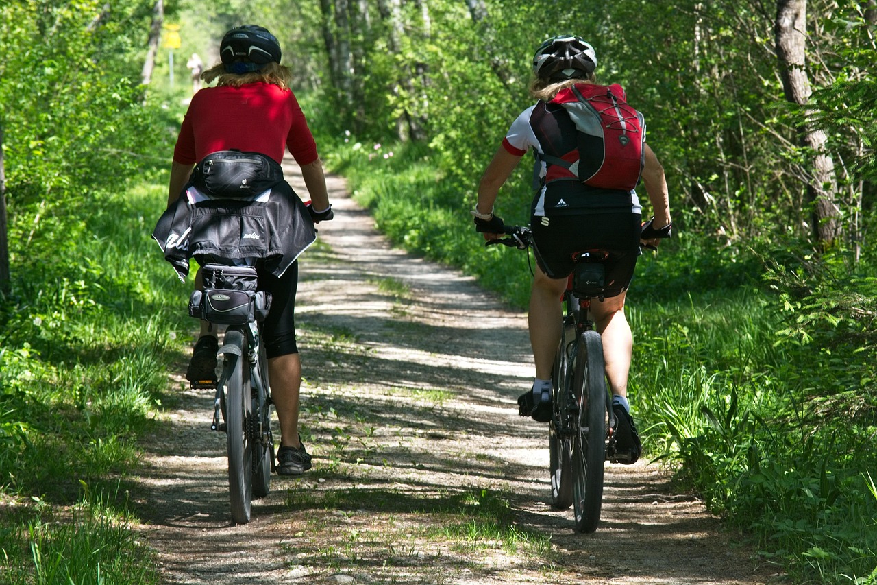 Happy travelers on a bike tour